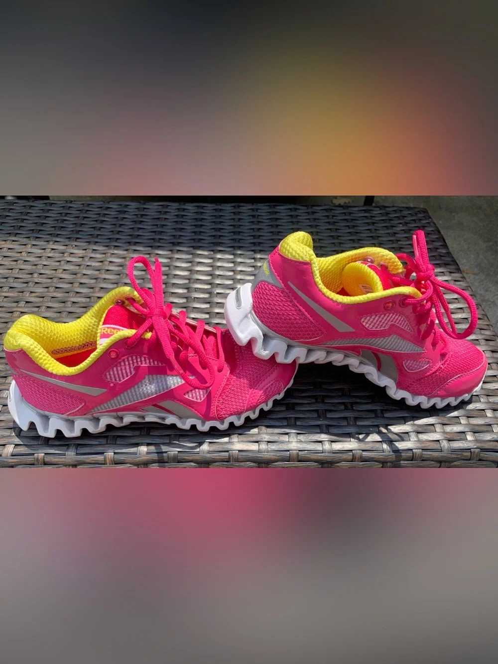Reebok Hot Pink Athletic Shoes with Yellow Interior